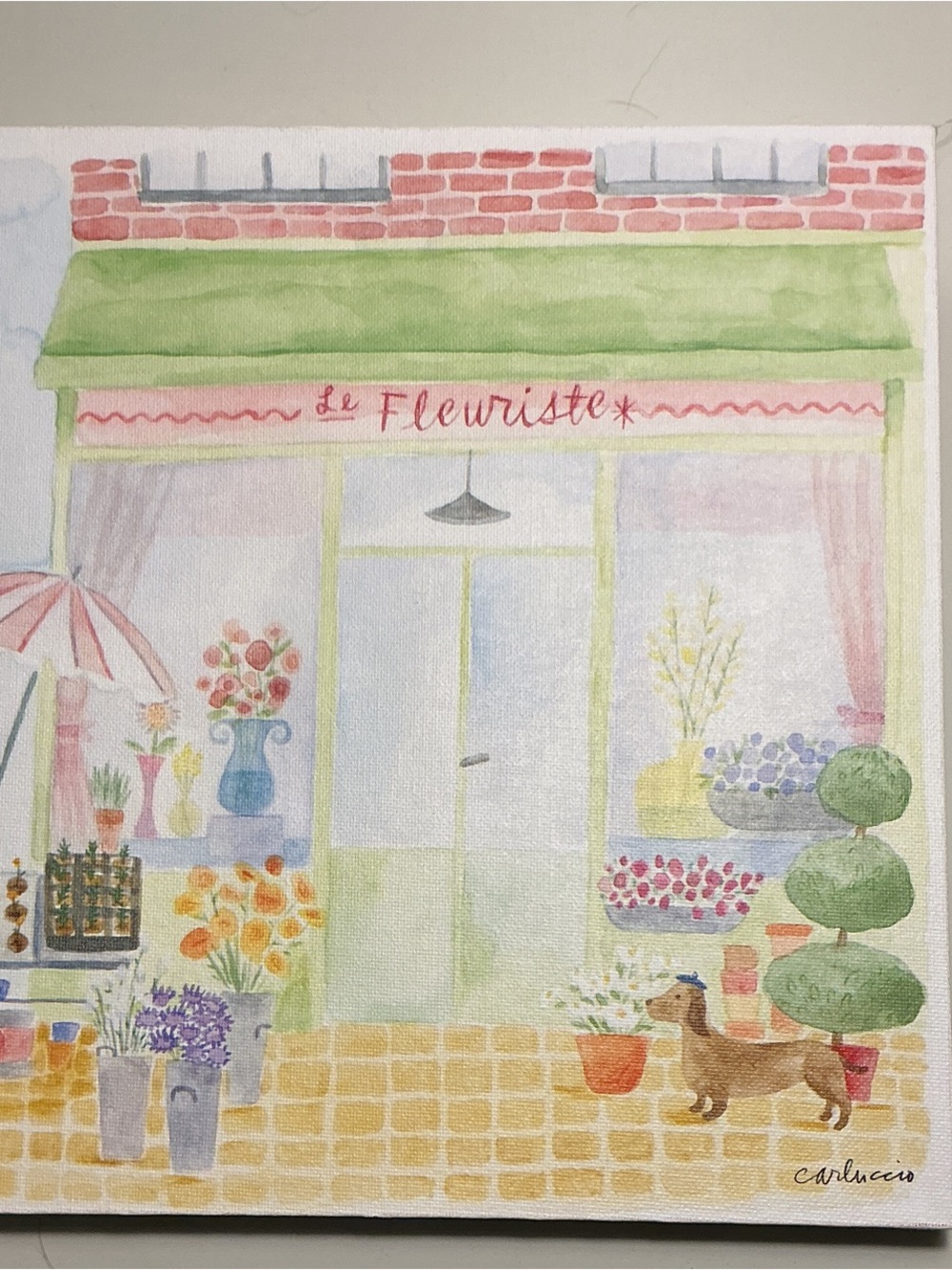 Le Fleuriste Floral Shop Watercolor Wall Art – Green and Pastel